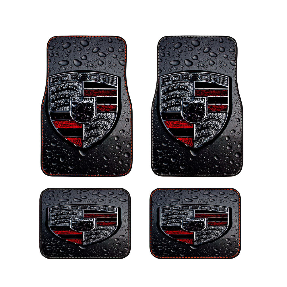 Porsche Black Rain Logo Car Floor Mats Accessories