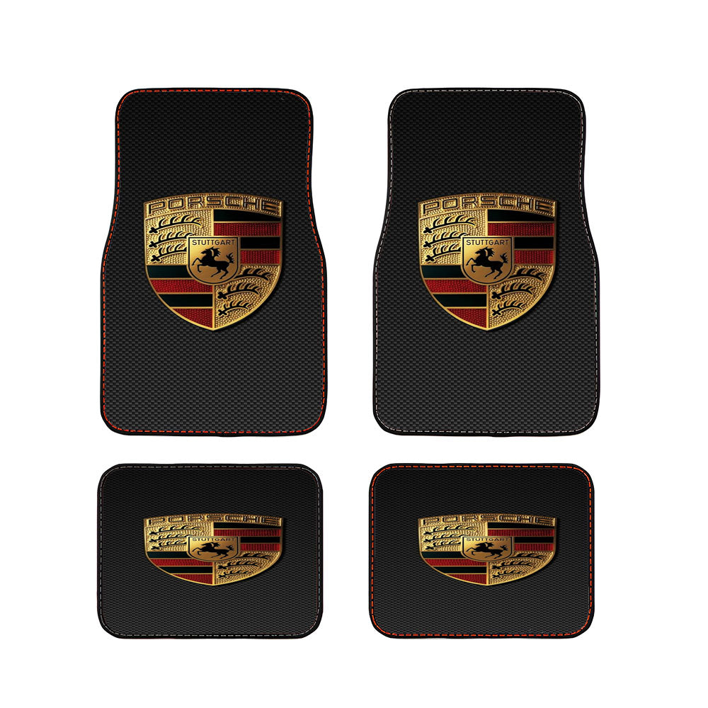 Porsche Carbon Emblem Logo Car Floor Mats Accessories
