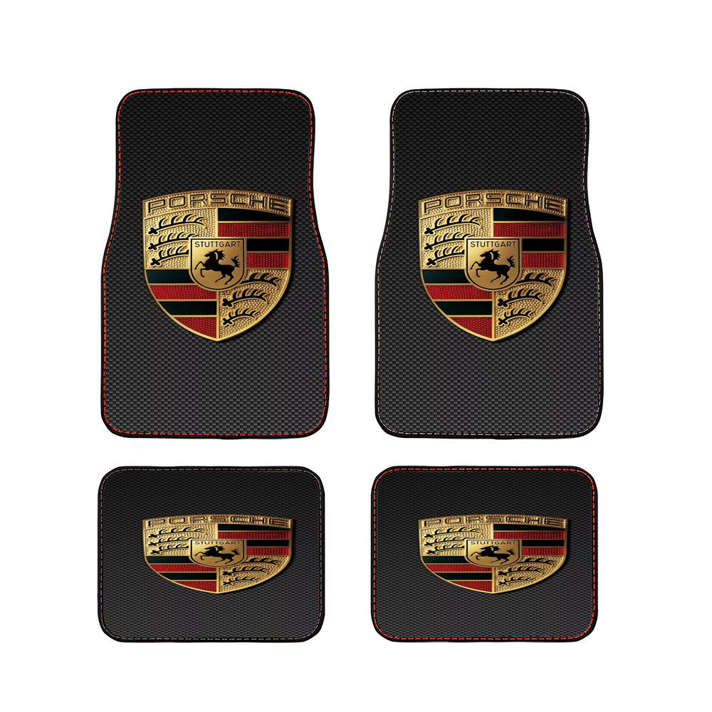 Porsche Carbon Logo Car Floor Mats Accessories