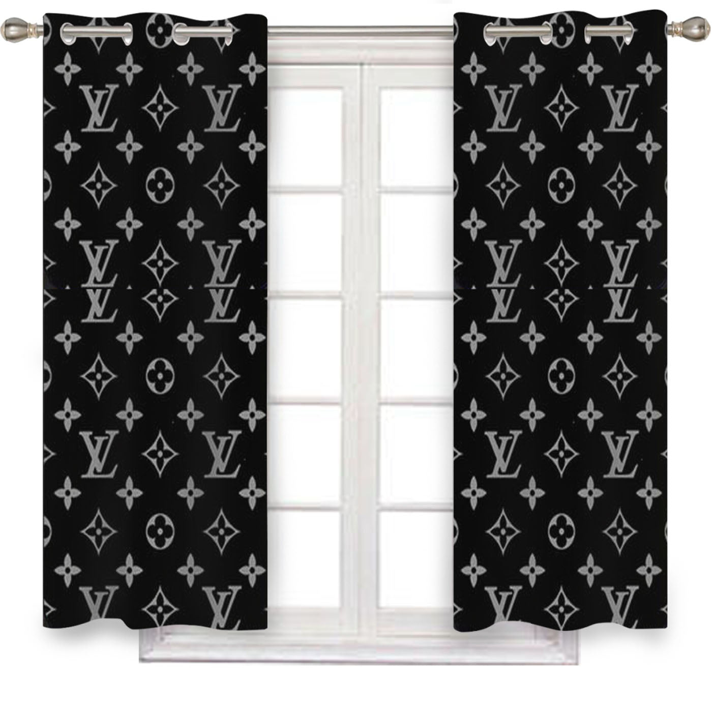 Black More Luois Vuitton Window Curtains