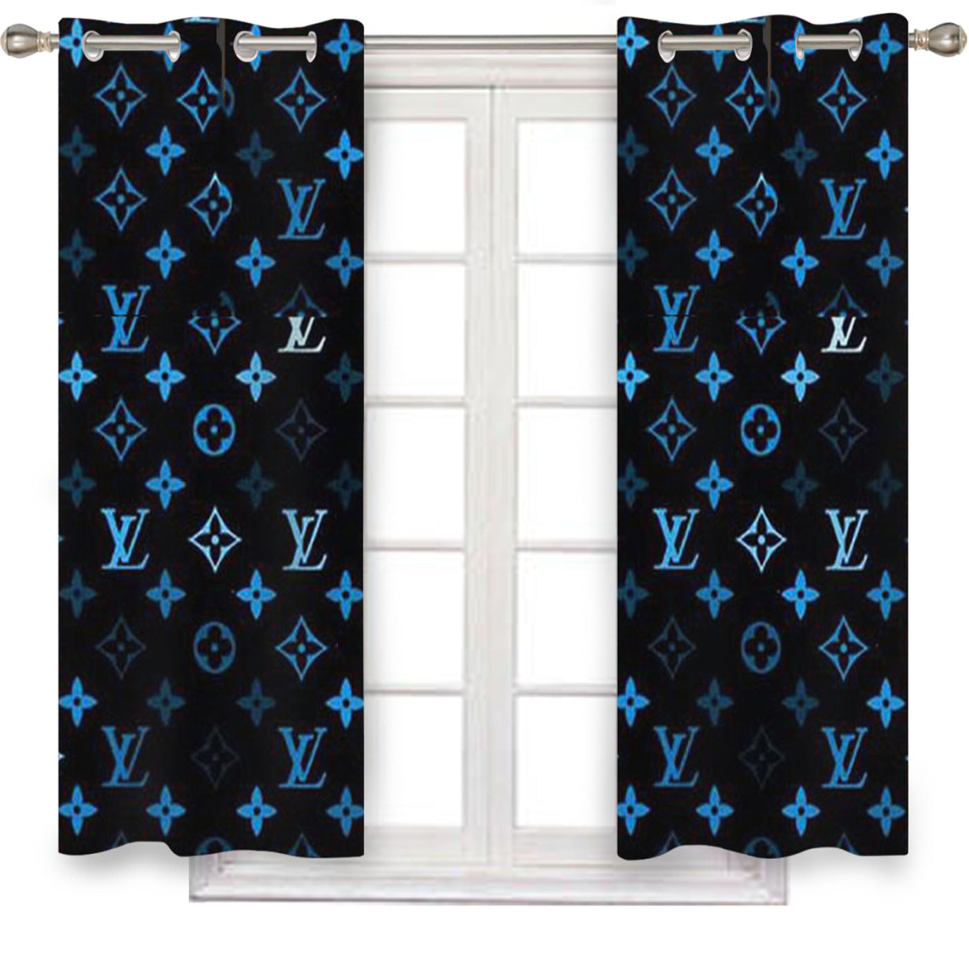 Blue Louis Vuitton Window Curtains