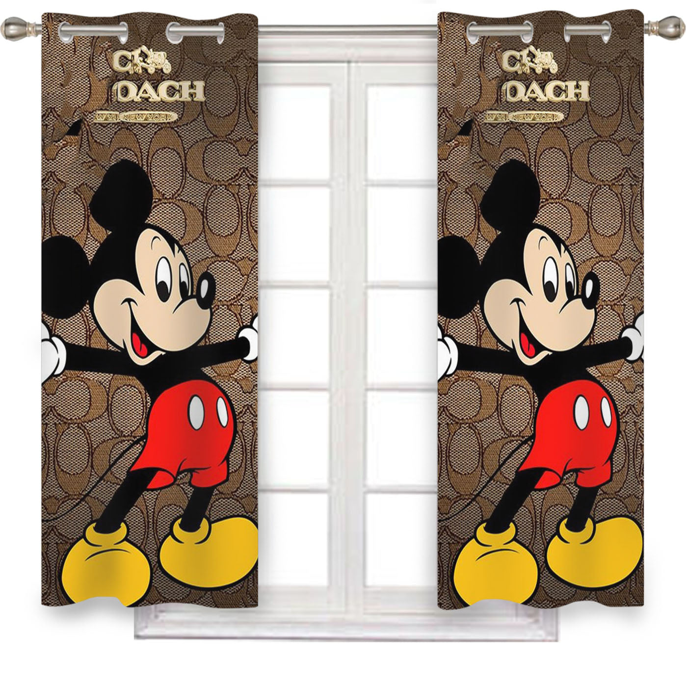 Coach Brown Mickey Mouse 2 Window Curtains