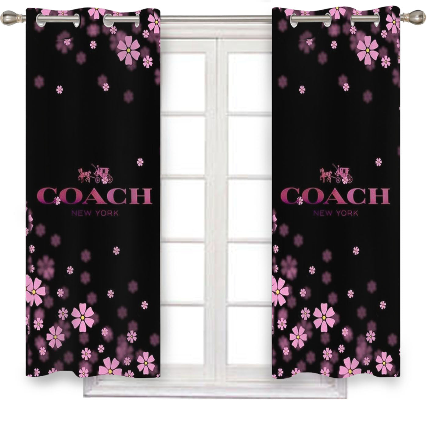 Coach Flowers Purple Sweet Window Curtains