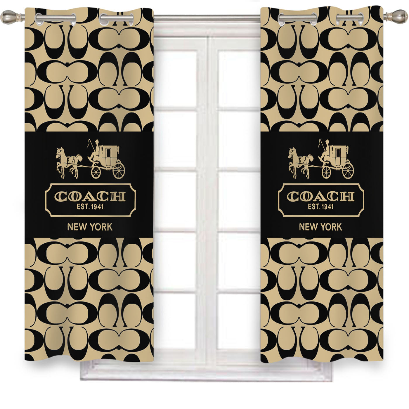 Coach Logo Wallpaper Window Curtains