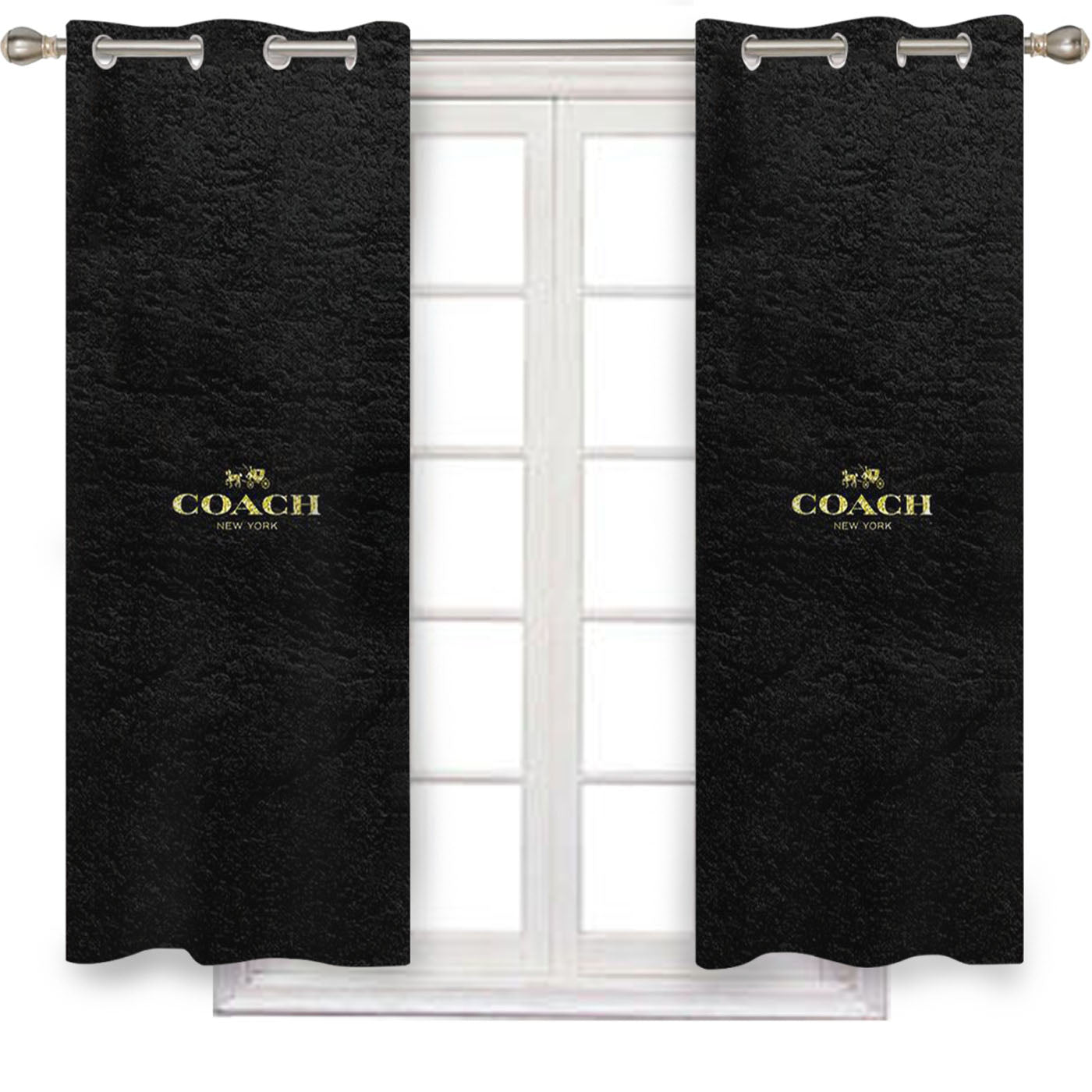 Coach New York Black Leather Window Curtains