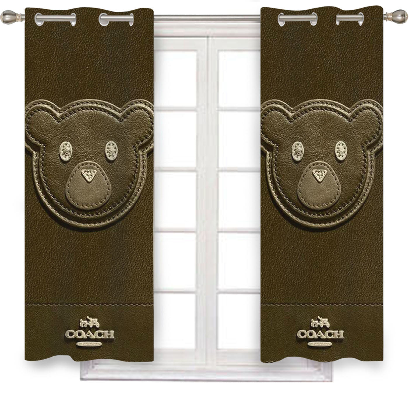 Coach New York Brown Bear Window Curtains
