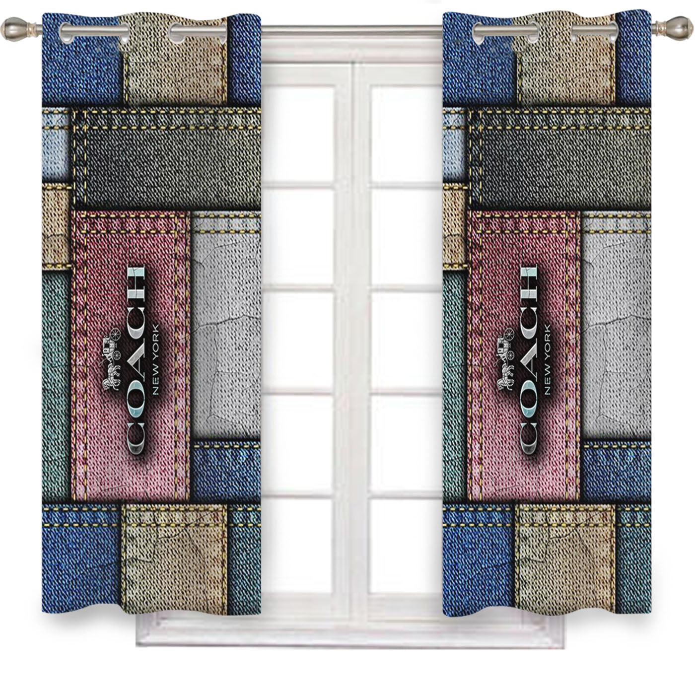 Coach New York Logo Jeans Window Curtains