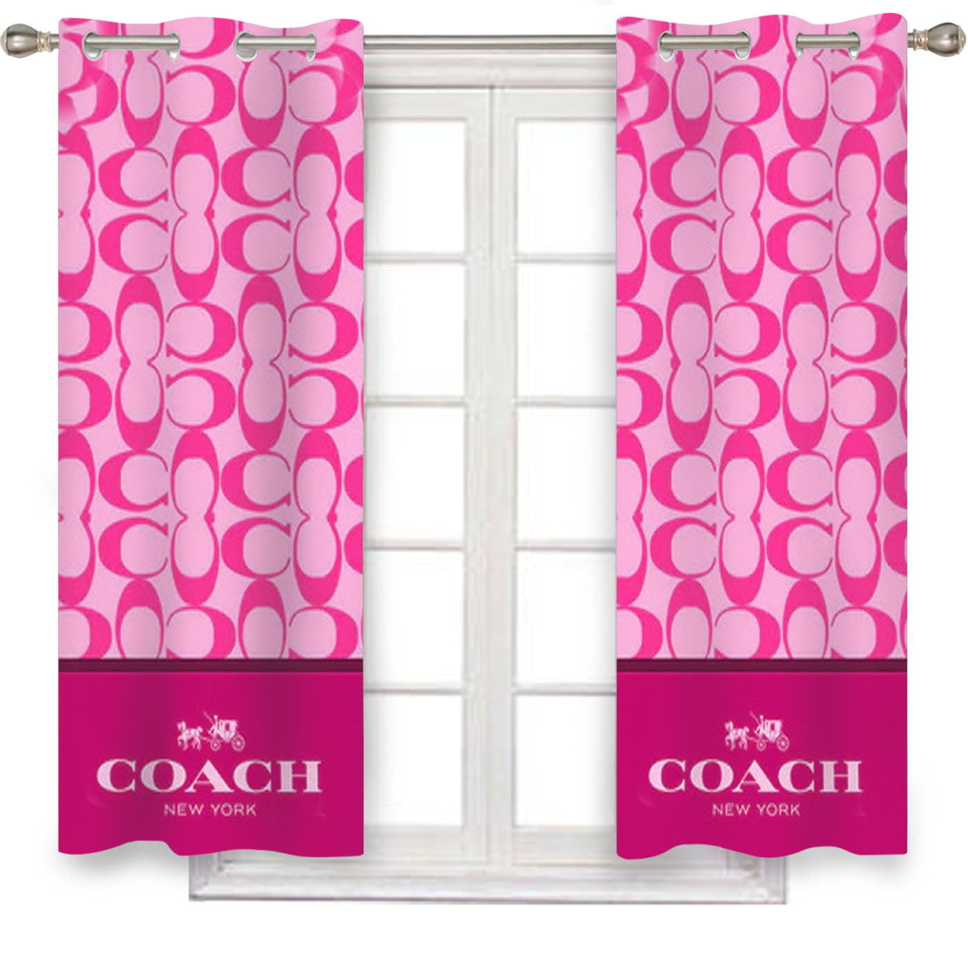 Coach New York Pink Pattern Window Curtains