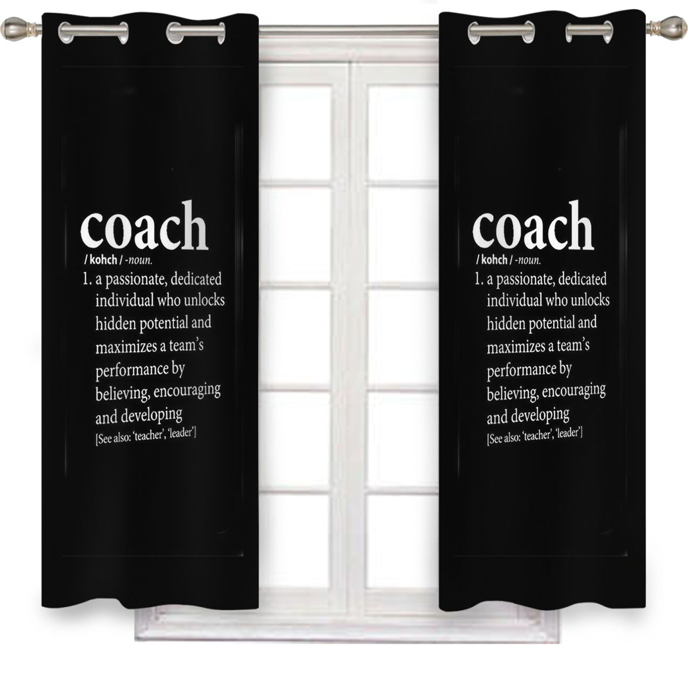 Coach Quotes Window Curtains