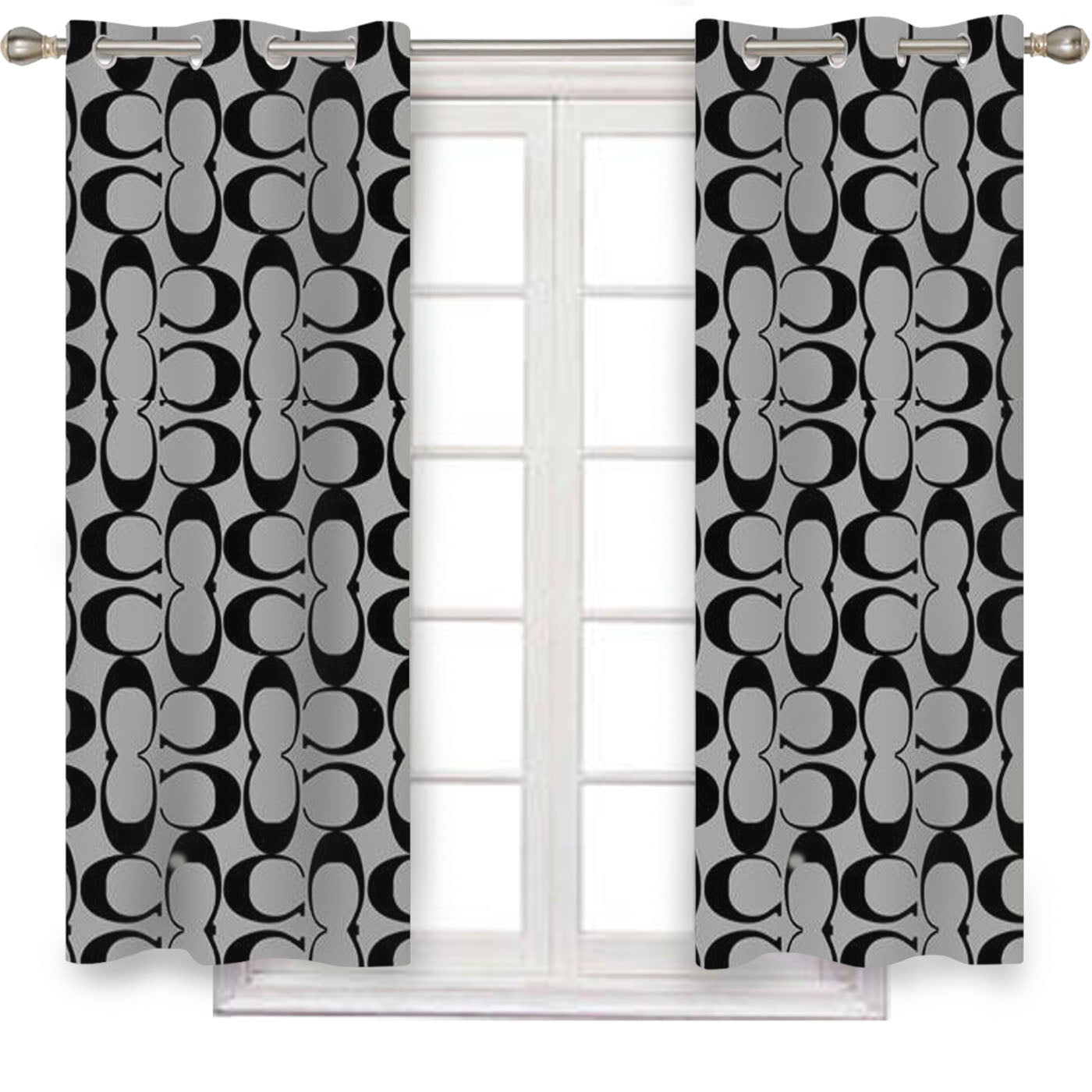Coach Silver Window Curtains