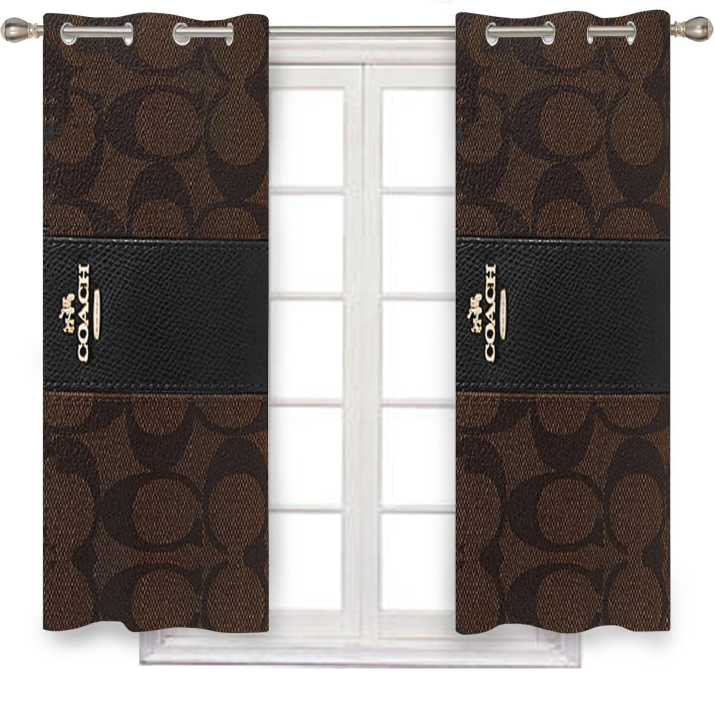 Coach Wallet Pattern Window Curtains