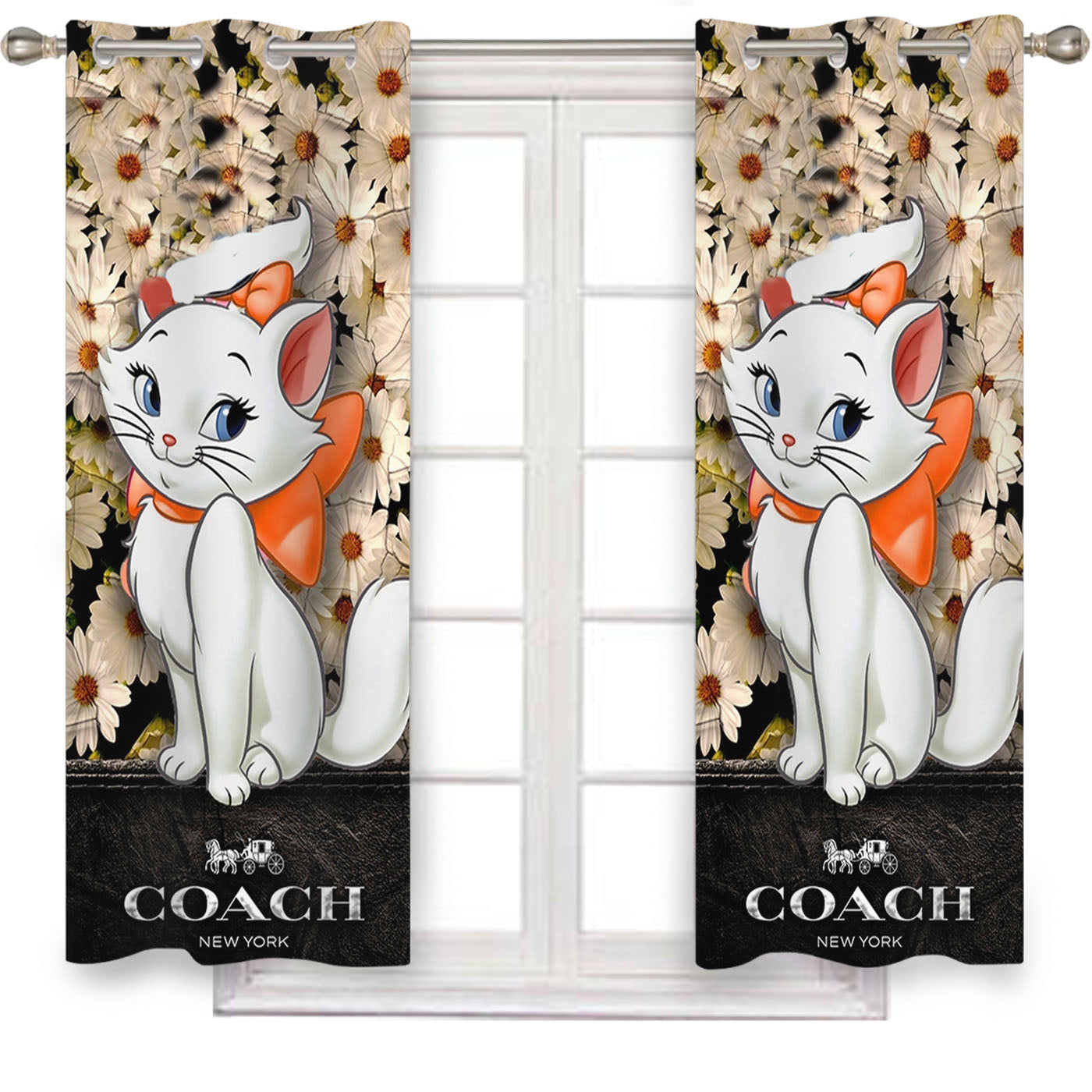 Flowers Coach Cat Marie Window Curtains