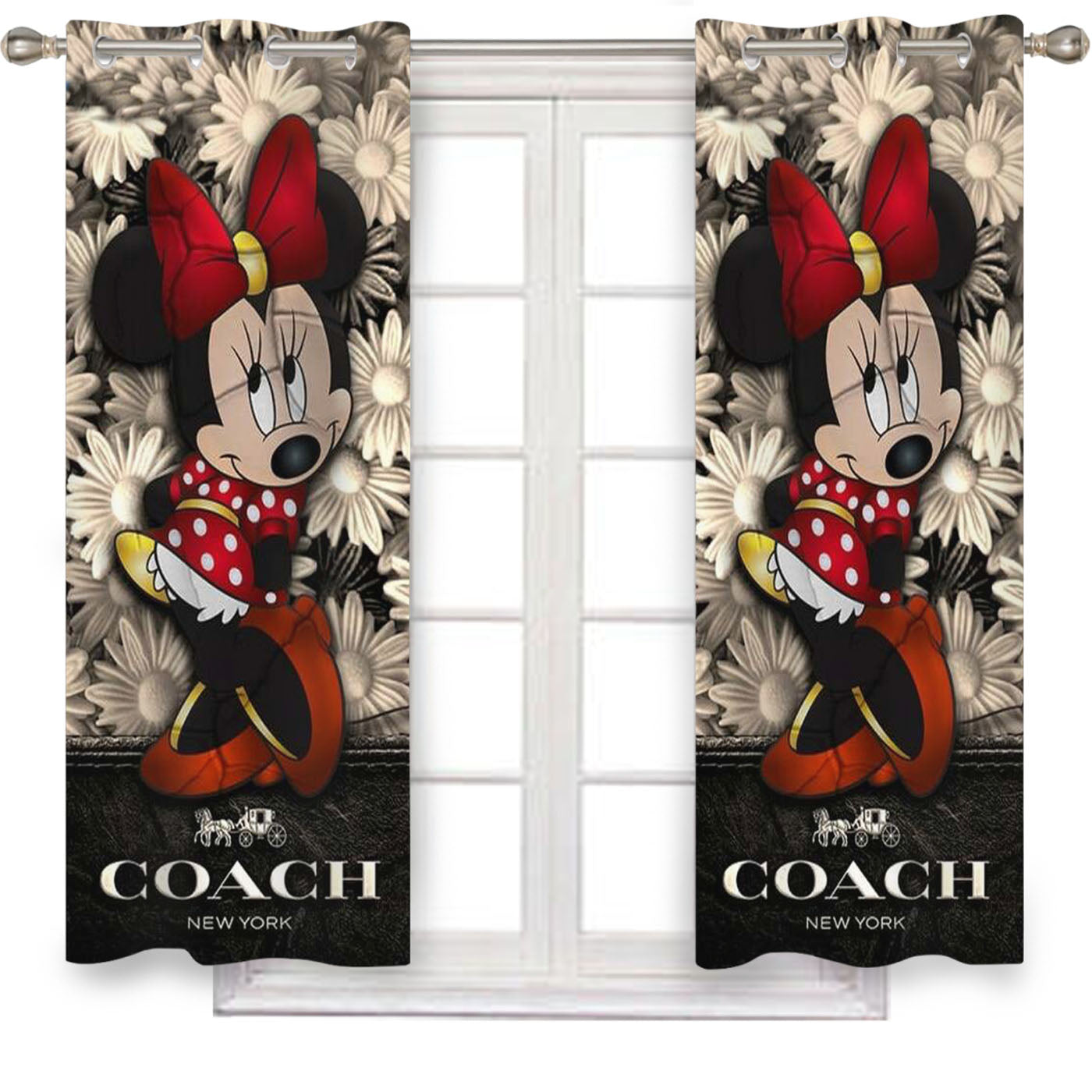 Flowers Coach Minnie Mouse New 43 Window Curtains