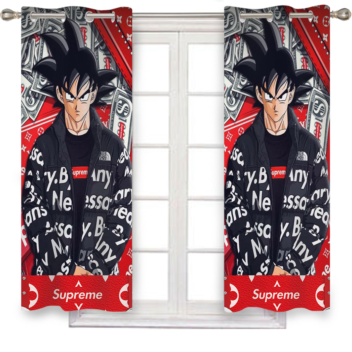 Goku In Supreme Louis Vuitton Mode Window Curtains