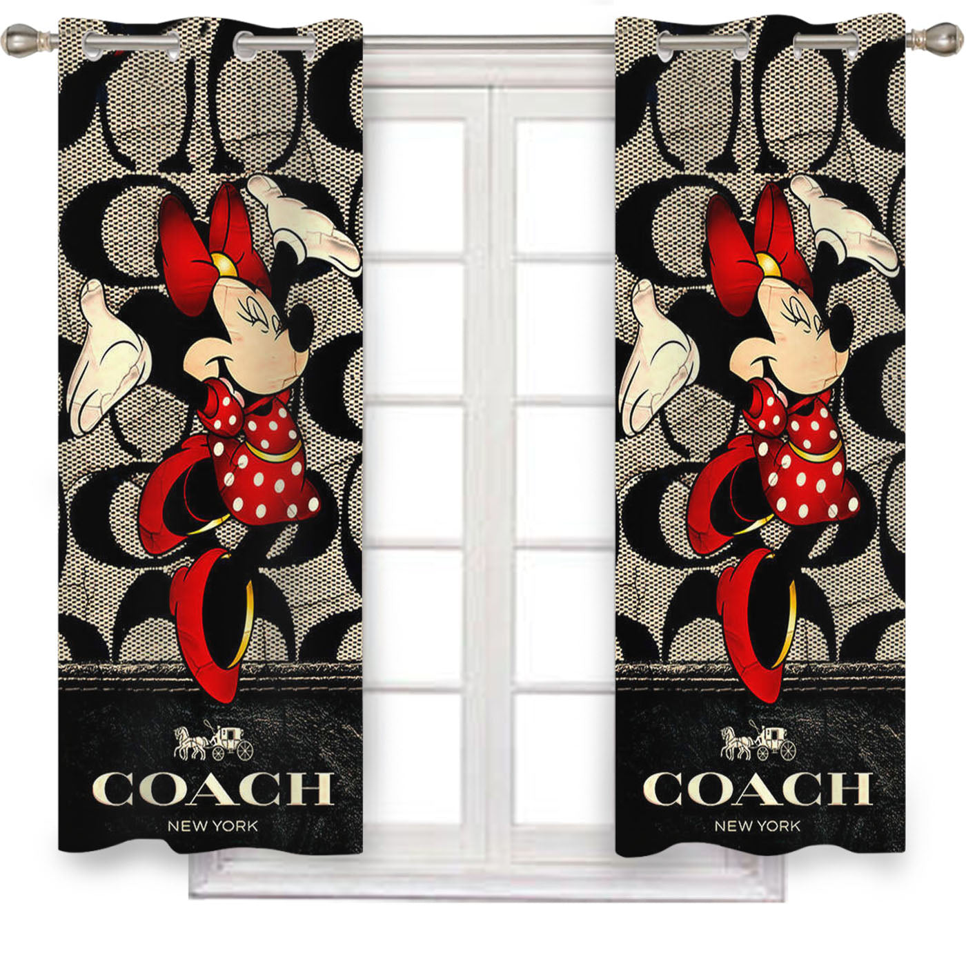Happy Coach Minnie Mouse Happy Window Curtains