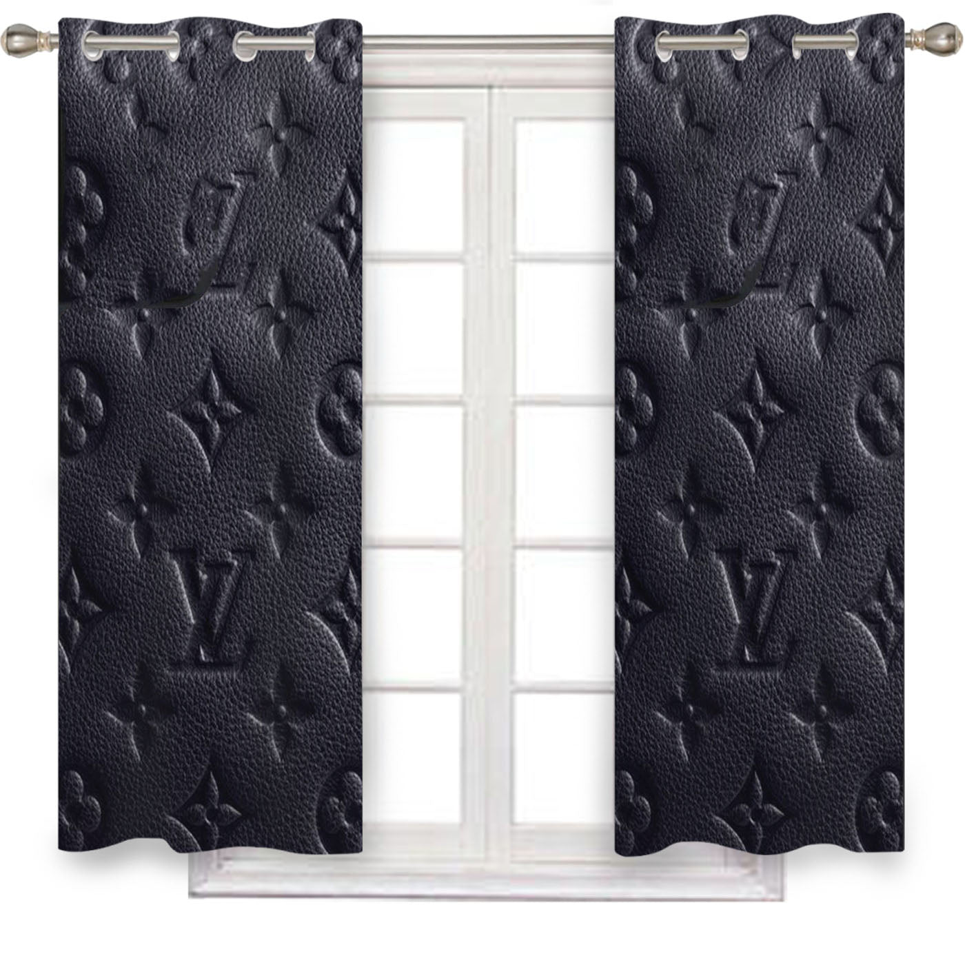 Louis Vuitton Black Print Window Curtains
