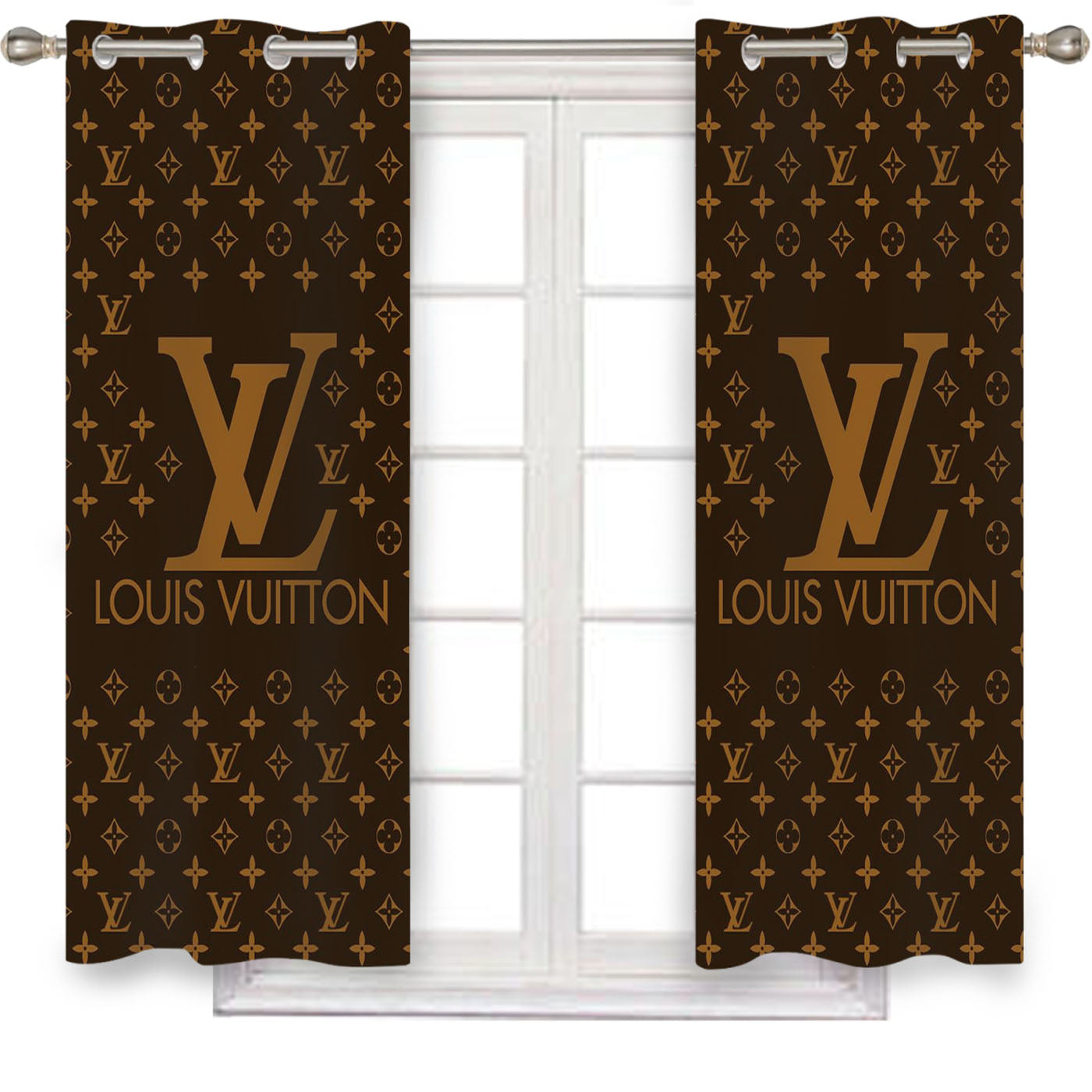 Louis Vuitton Brown Pattern Window Curtains