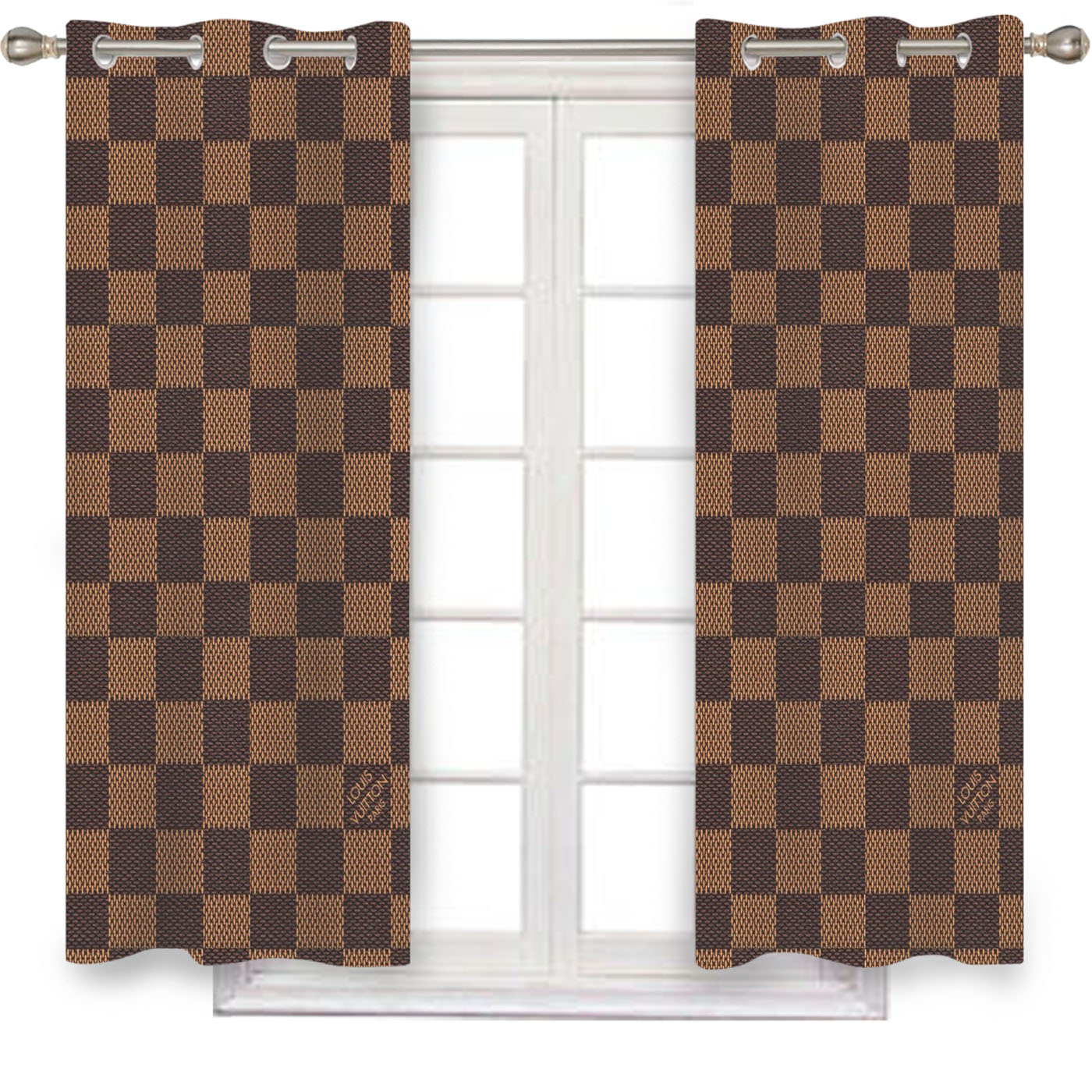 Louis Vuitton Bucket Damier Wallpaper Window Curtains