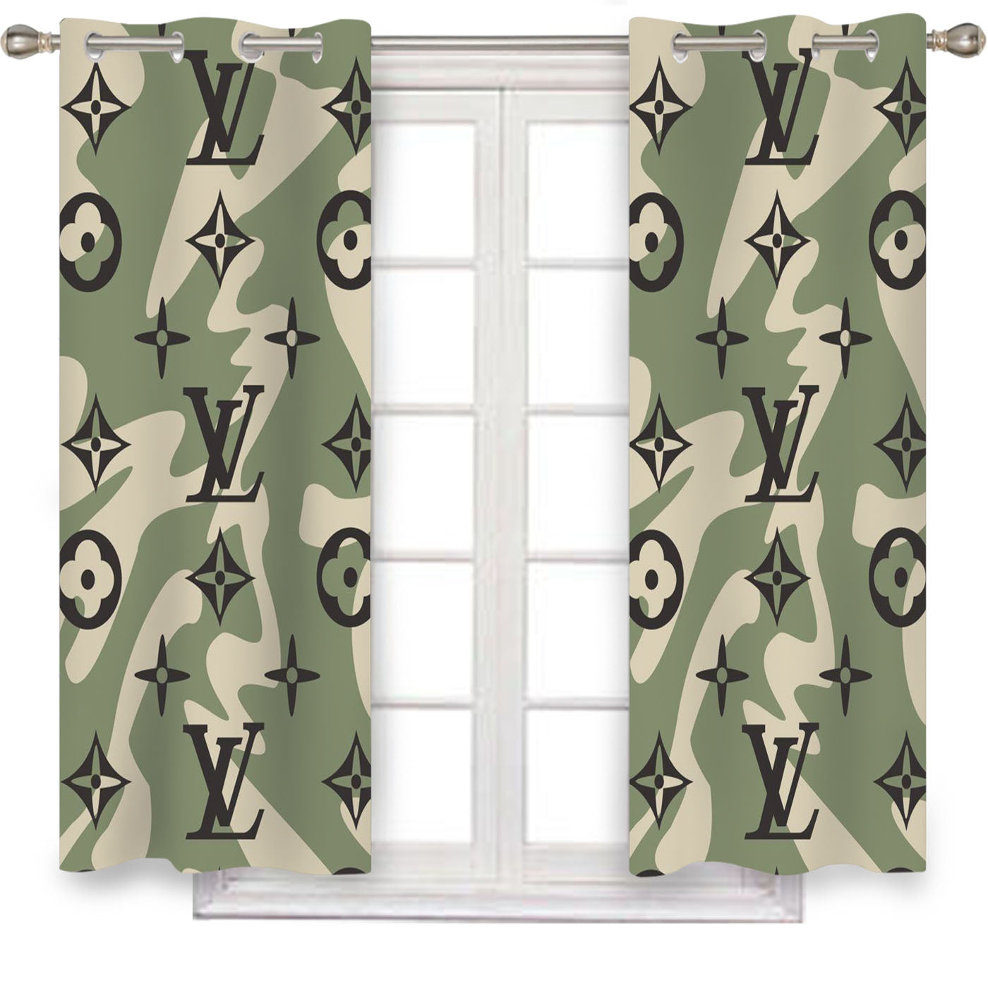 Louis Vuitton Camo 2 Window Curtains
