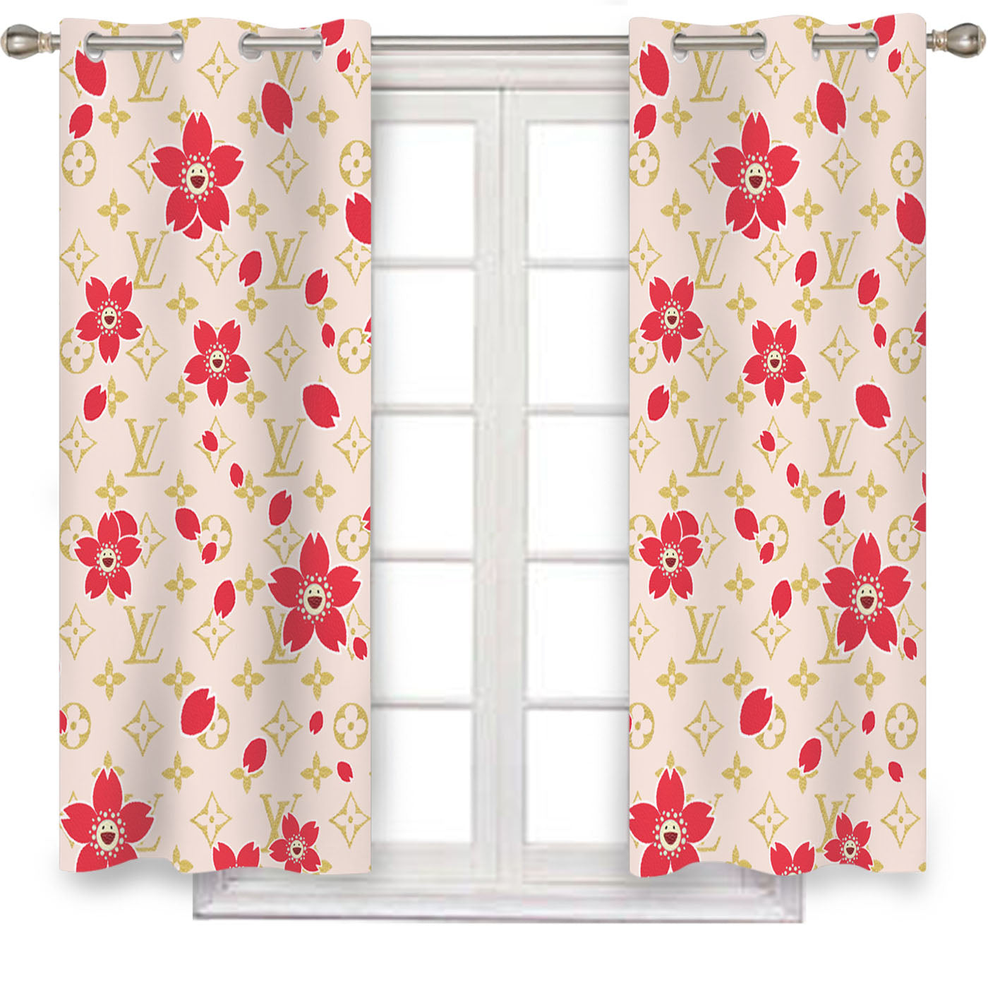 Louis Vuitton Cream Red Window Curtains