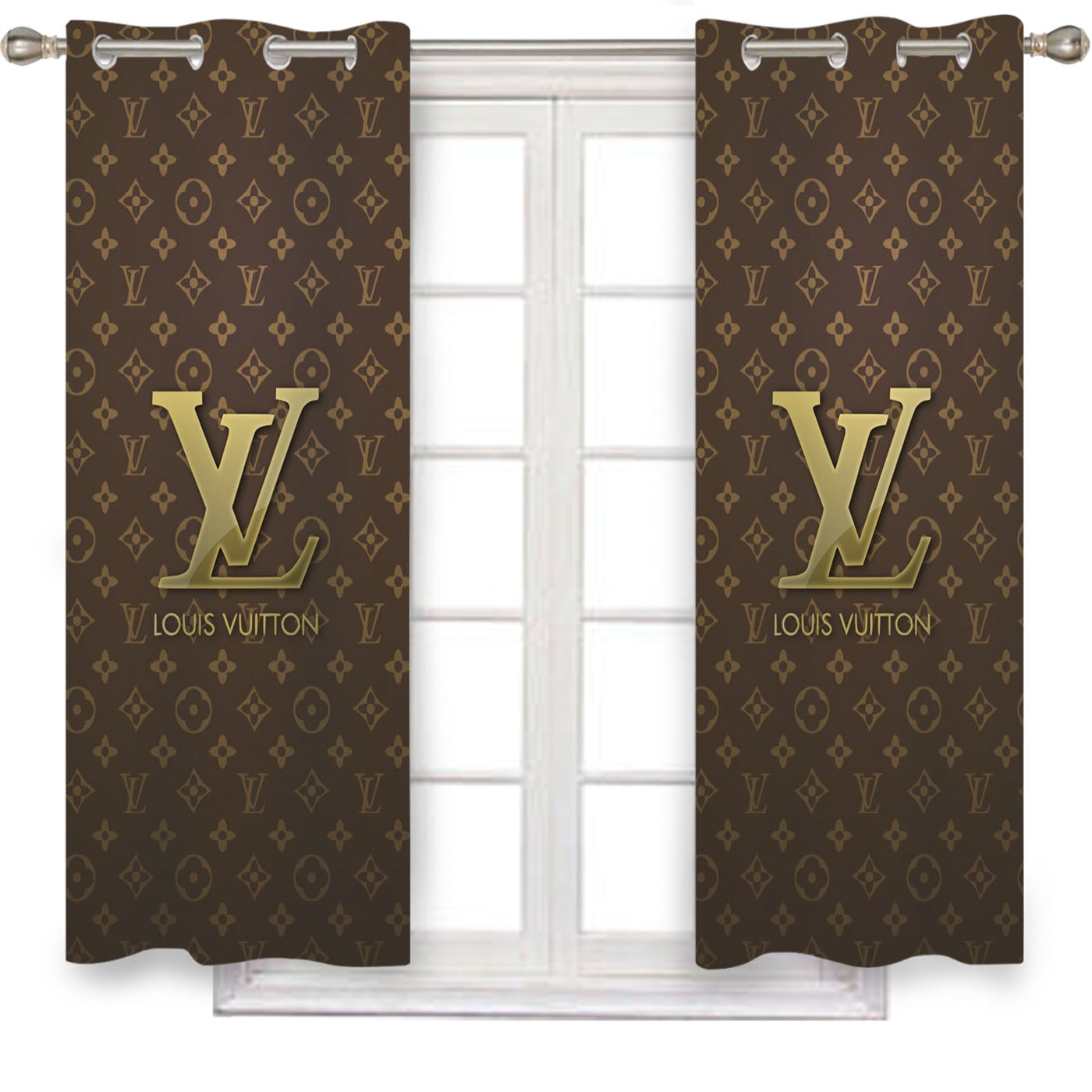 Louis Vuitton Designer Label Logos Patterns Window Curtains