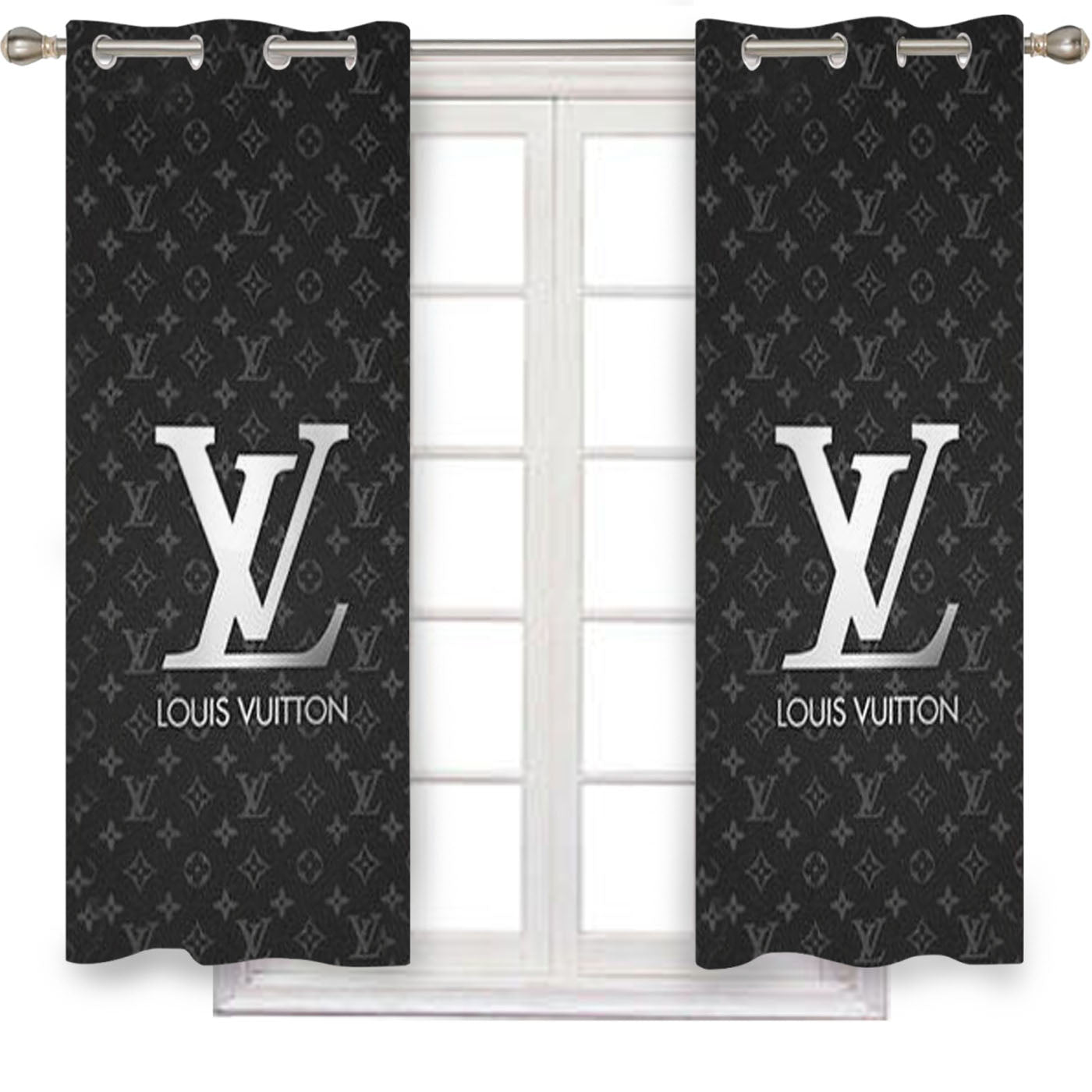 Louis Vuitton Grey Logo Window Curtains