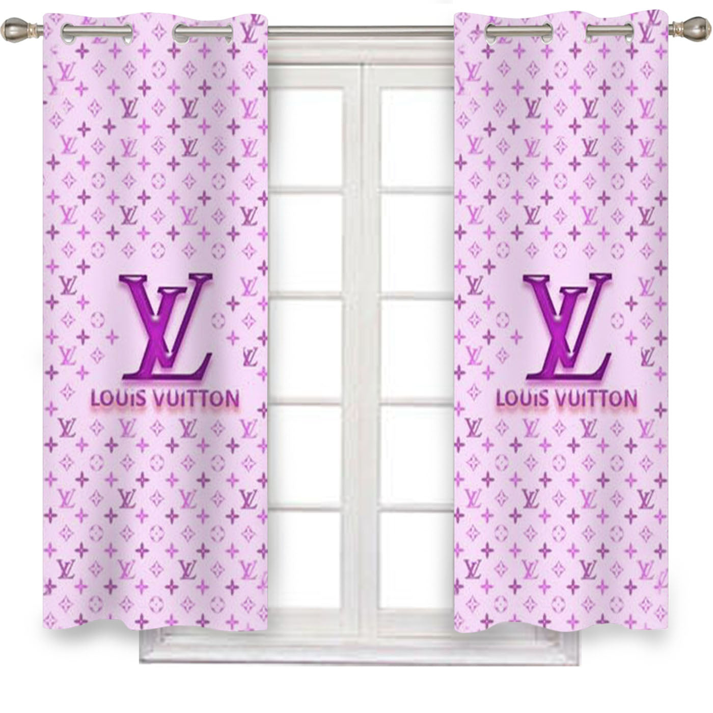 Louis Vuitton Logo Purple Window Curtains