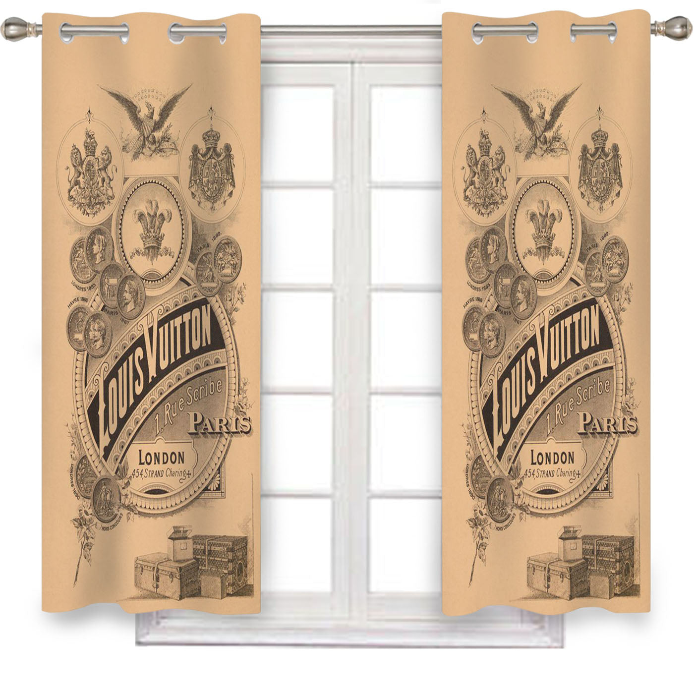 Louis Vuitton London Paris Vintage Retro Window Curtains
