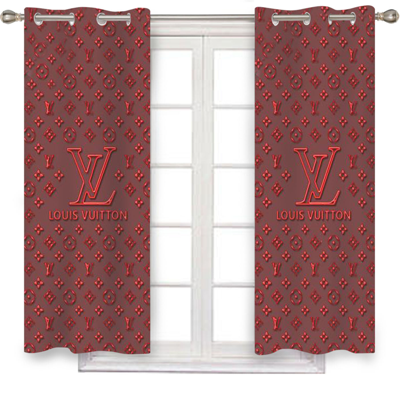 Louis Vuitton Maroon Window Curtains