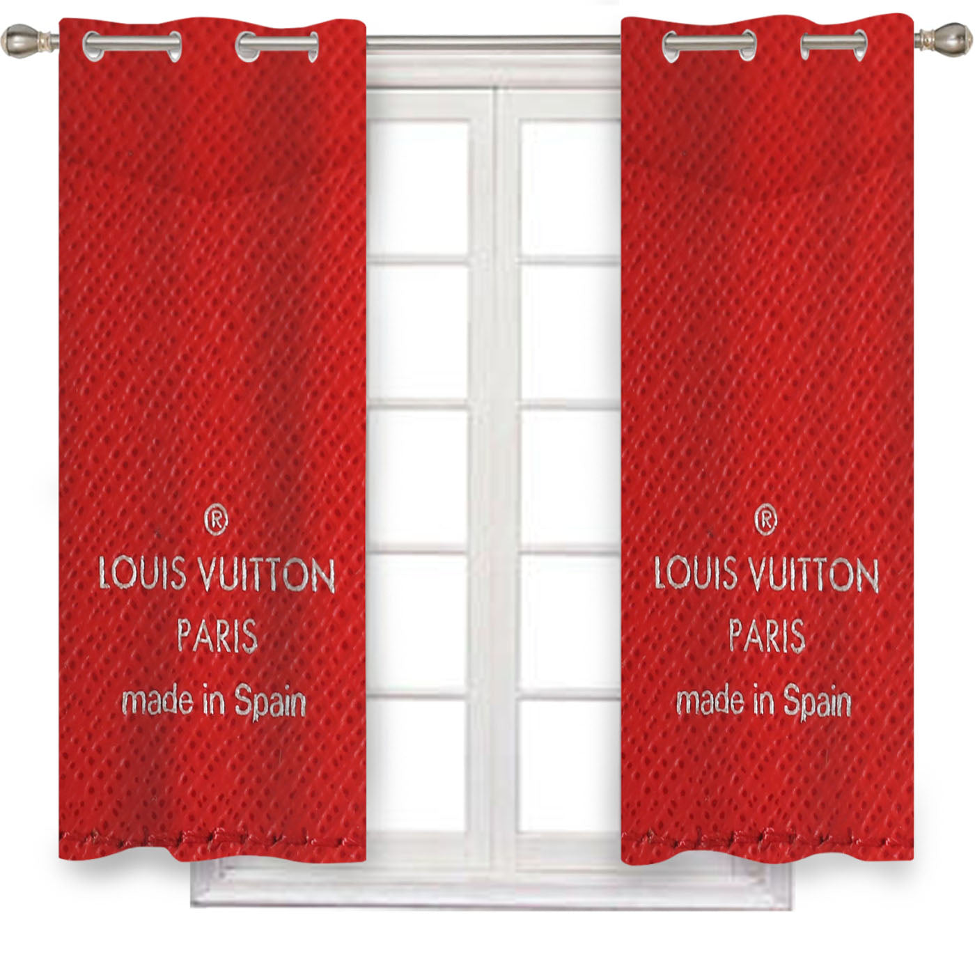 Louis Vuitton Paris Red Leather Window Curtains