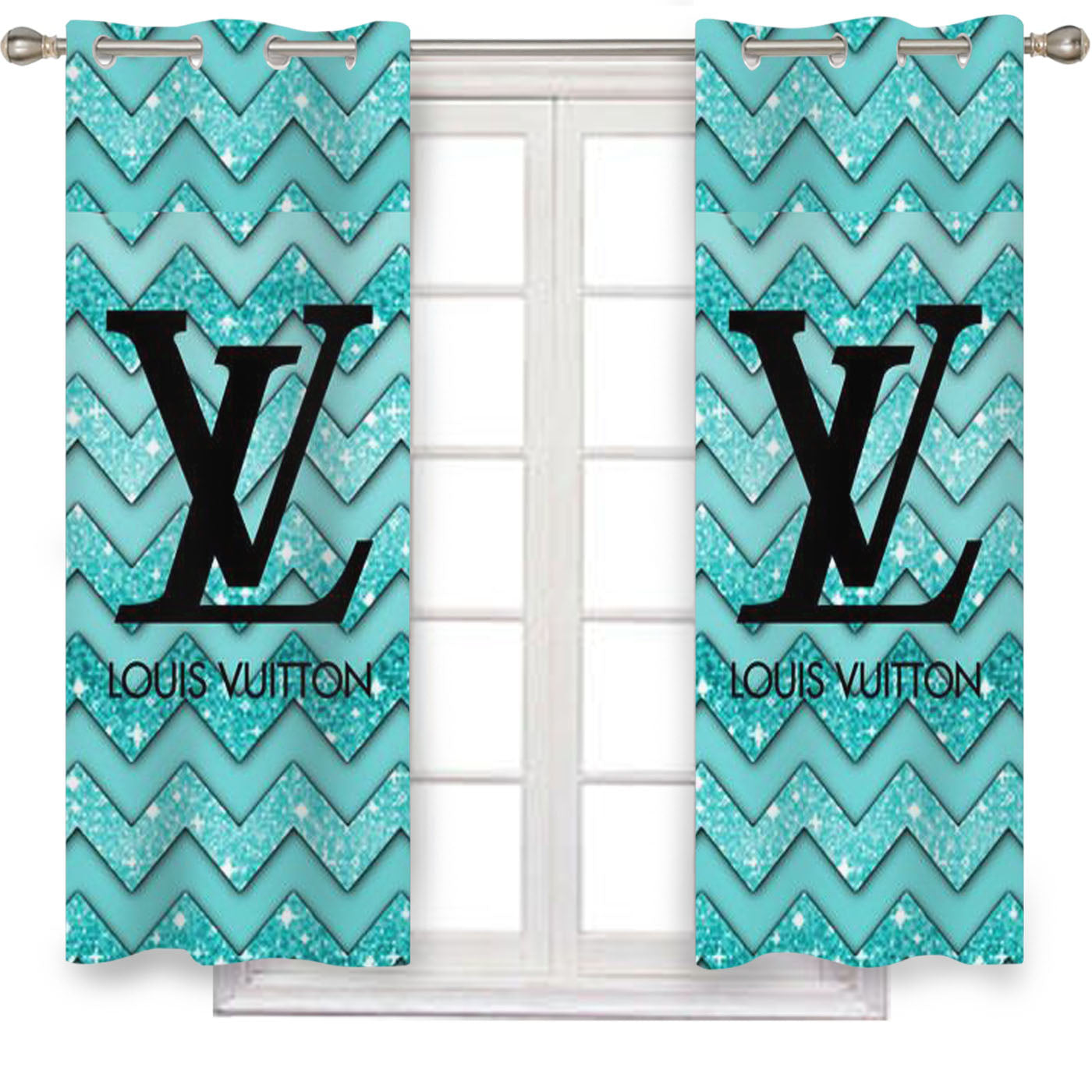 Louis Vuitton Sky Blue Chevron Window Curtains