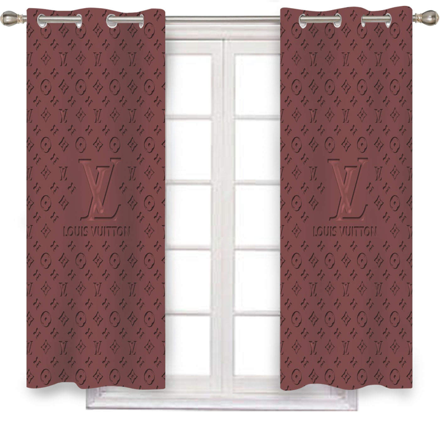 Louis Vuitton Wallpaper Red Window Curtains