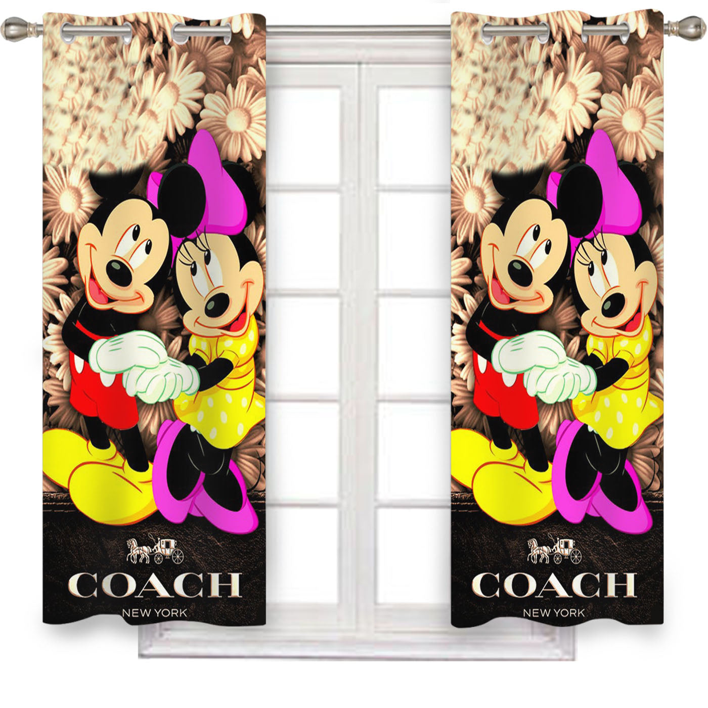 Mickey And Minnie Mouse Coach Cool Window Curtains