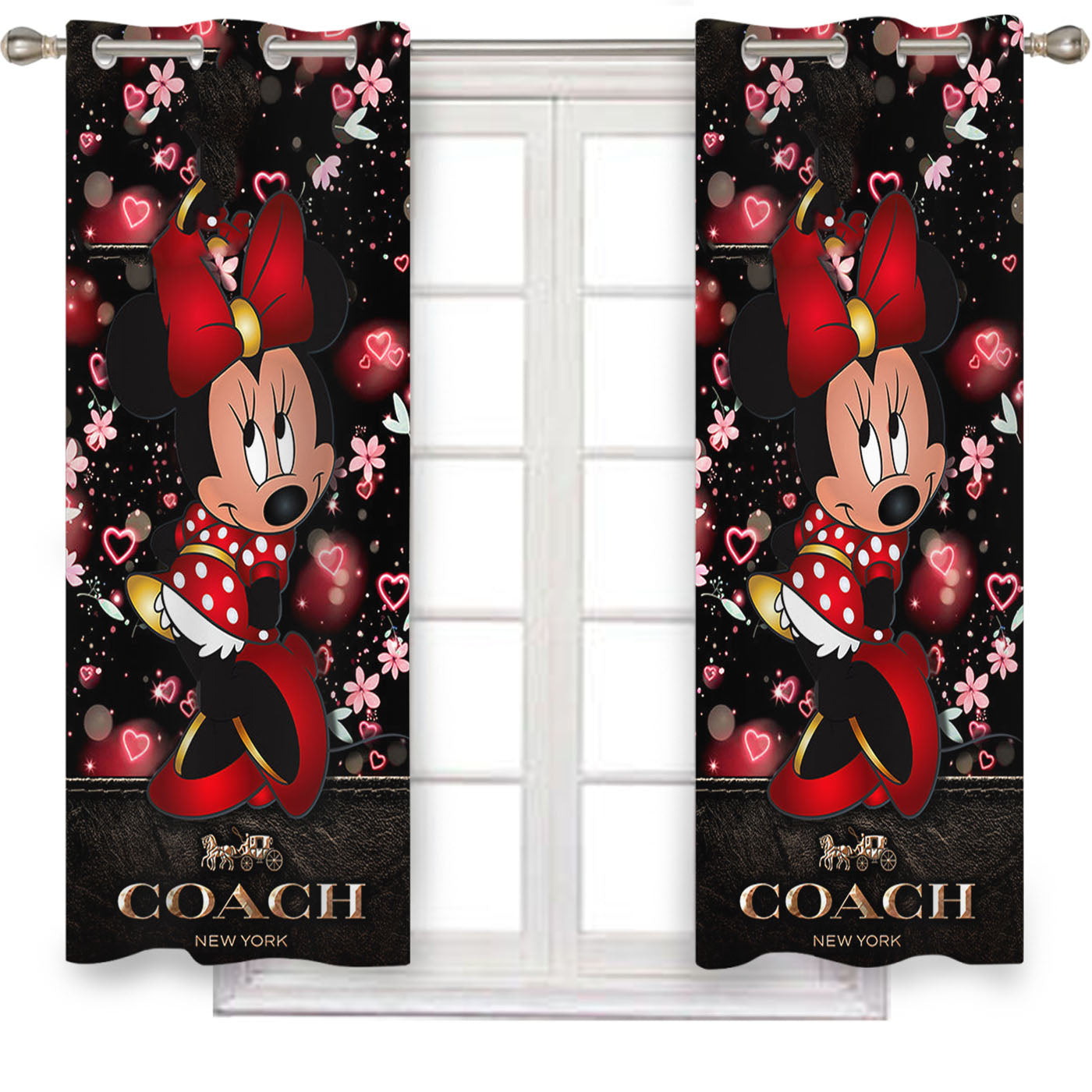 Minnie Mouse Coach Flowers New Window Curtains