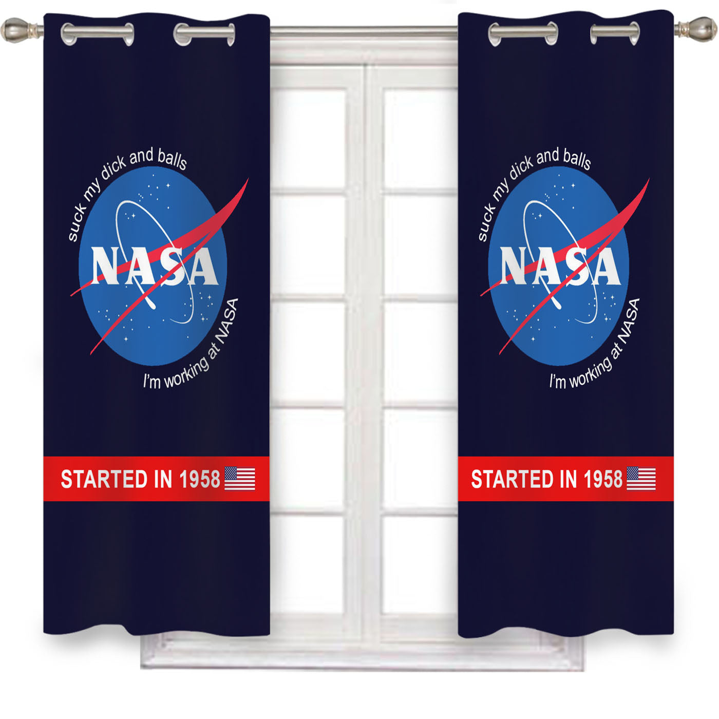 Outer Space And Satellite Working At Nasa Window Curtains