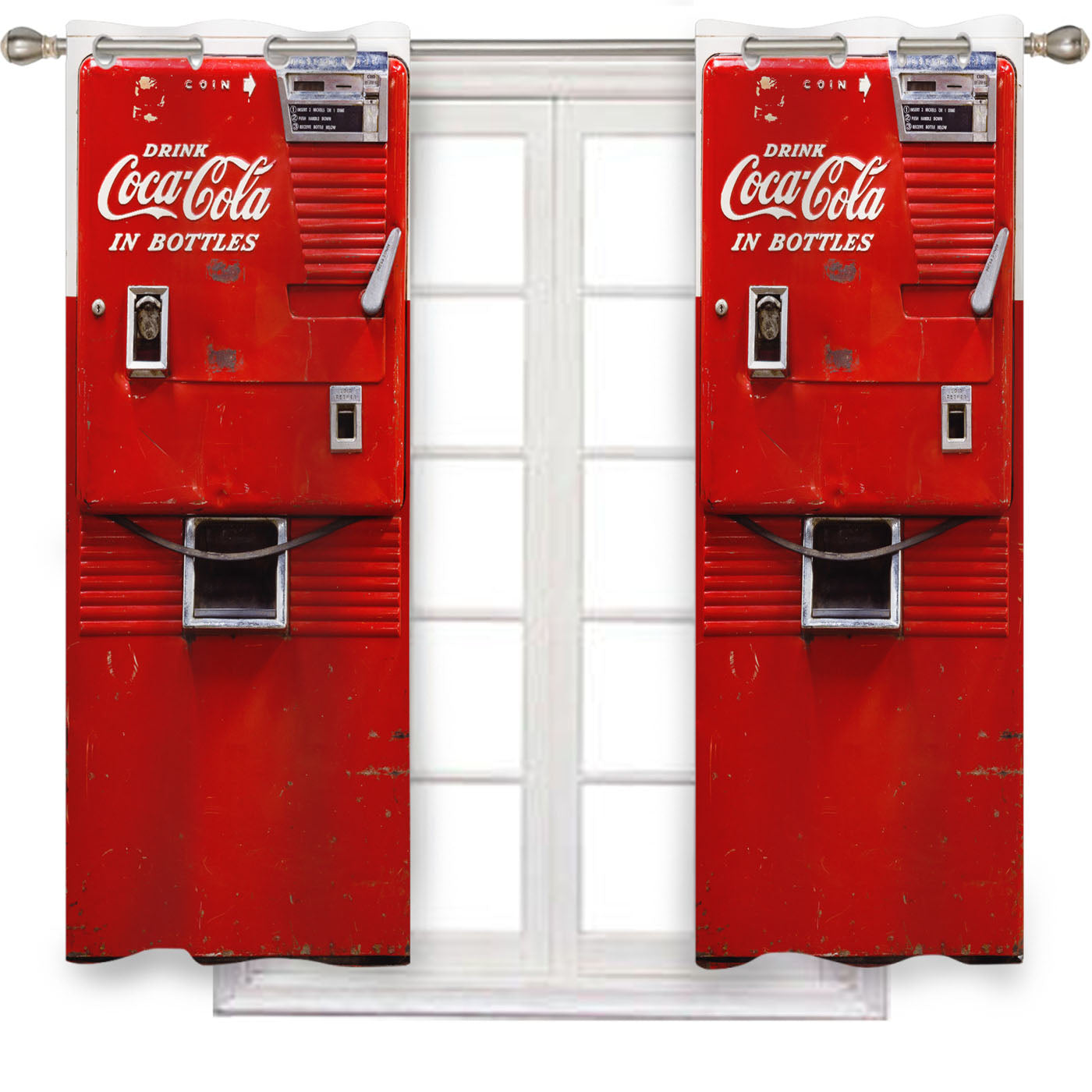 Soft Drink Coca Cola Vintage Vending Machine Window Curtains