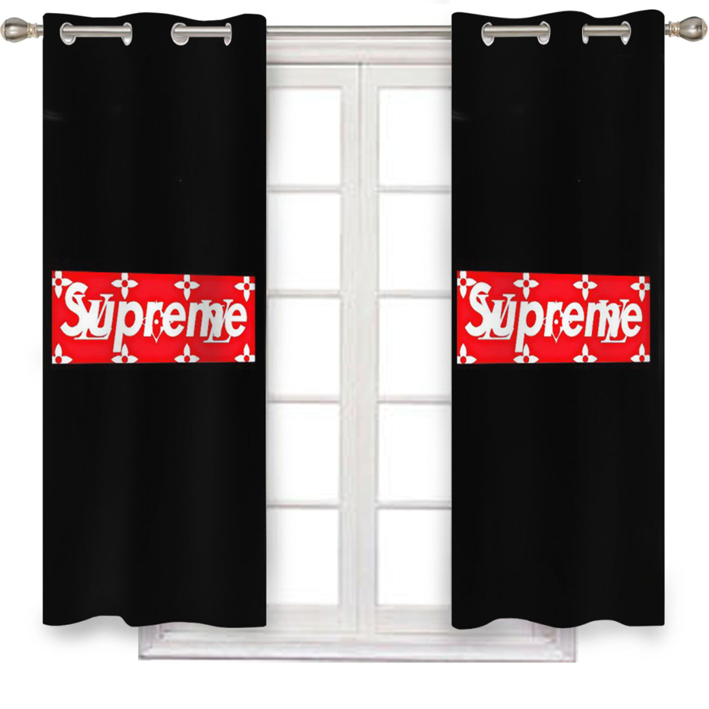 Supreme Box Louis Vuitton Logo Window Curtains