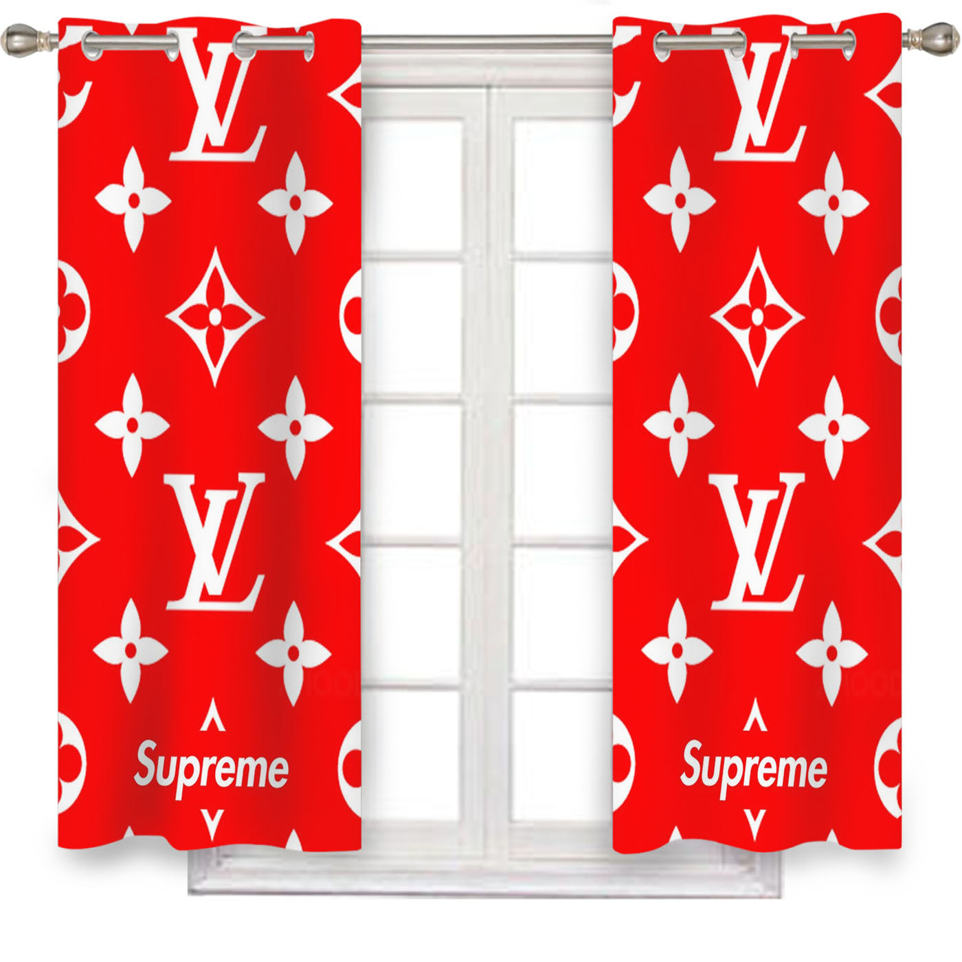 Supreme Louis Vuitton Red Window Curtains