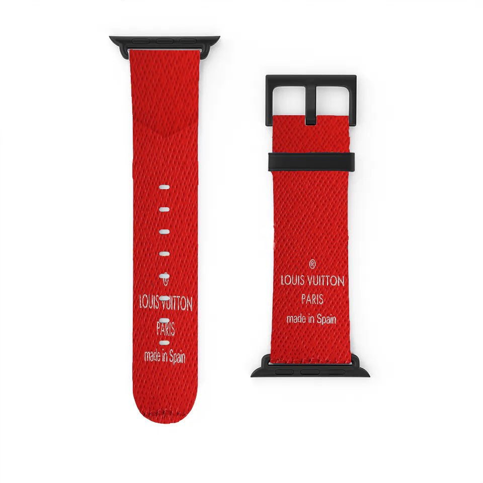 Louis Vuitton Paris Red Leather Apple Watch Band 38Mm - 44Mm