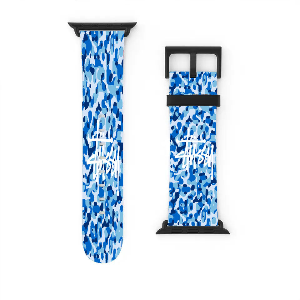 Stussy Bape Camouflage Blue Apple Watch Band 38Mm - 44Mm