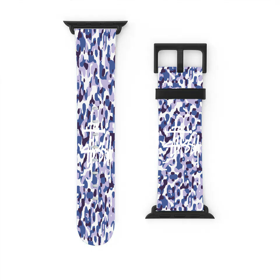 Stussy Bape Camouflage Blue Purple Apple Watch Band 38Mm - 44Mm