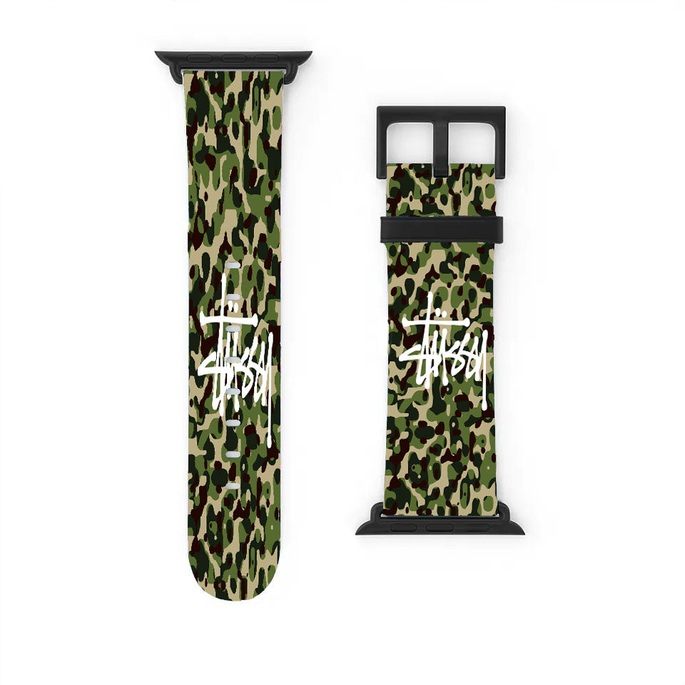 Stussy Bape Camouflage Green Apple Watch Band 38Mm - 44Mm