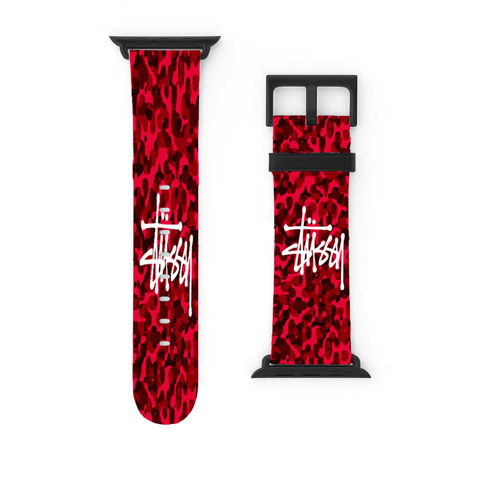 Stussy Bape Camouflage Red Apple Watch Band 38Mm - 44Mm