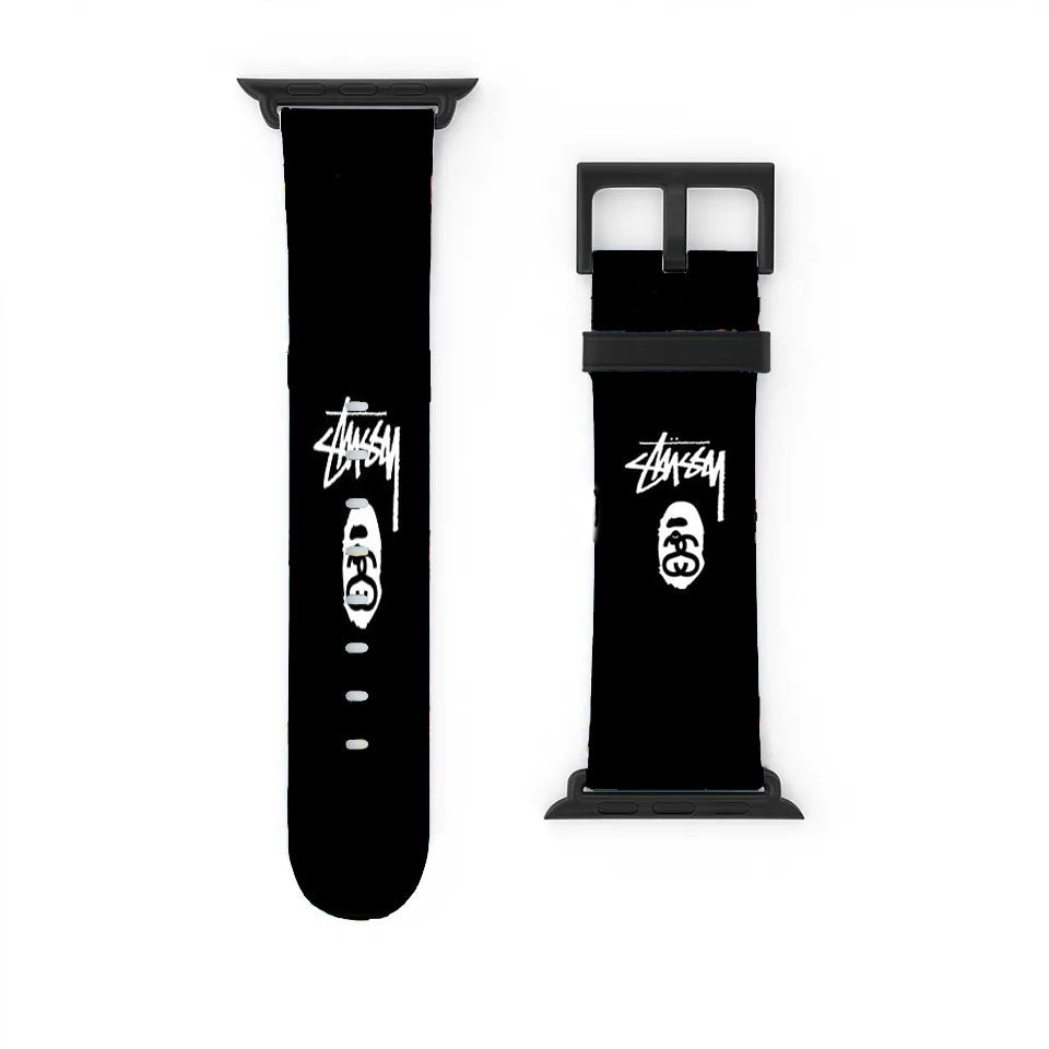 Stussy X Bape Logo Black Apple Watch Band 38Mm - 44Mm