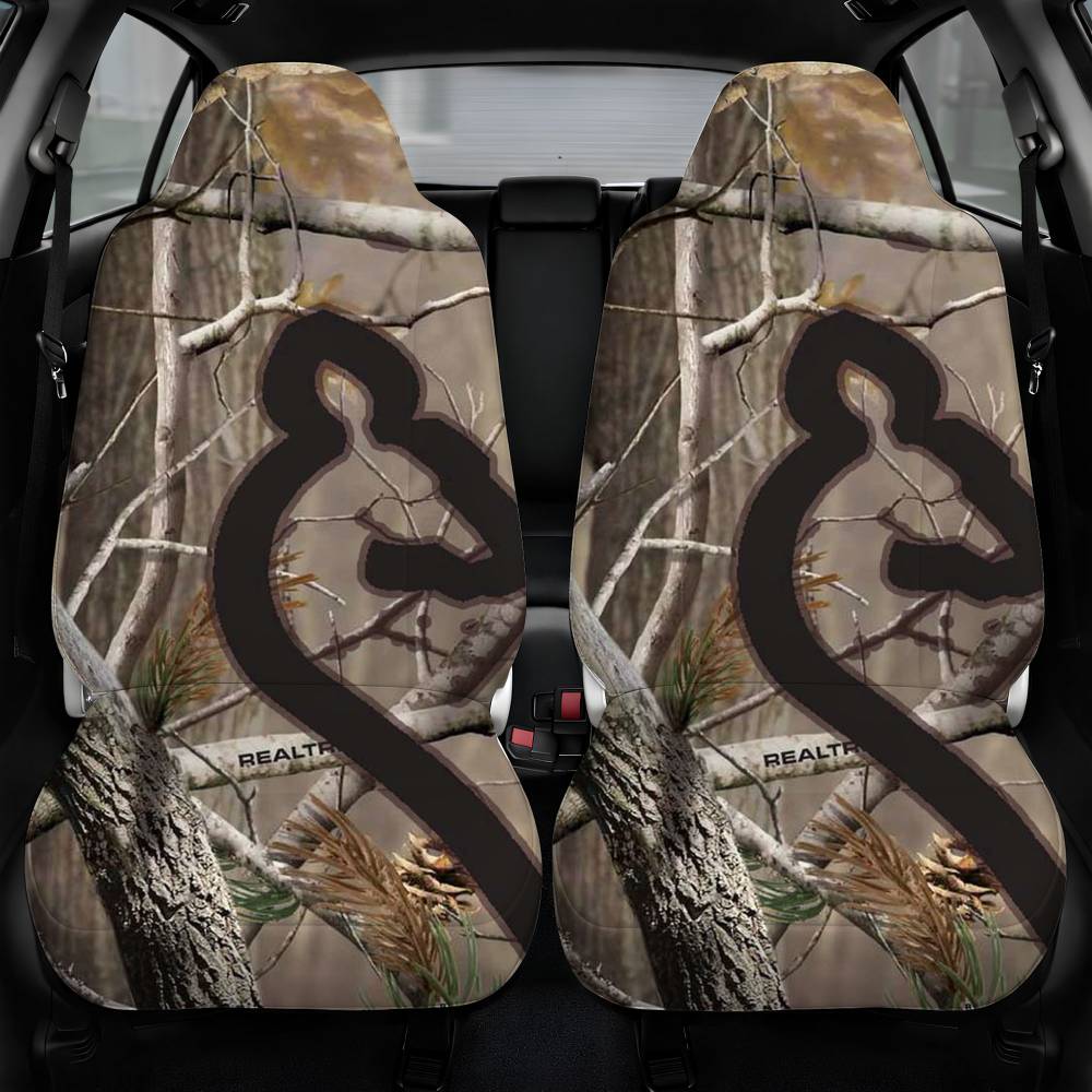 Love Browning Deer Camo Real Tree Couple 2 Car Seat Cover Personalized Front Pair