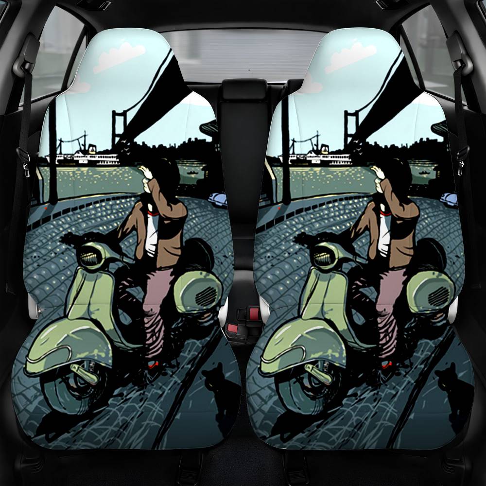 Vespa The City Life Car Seat Cover Personalized Front Pair