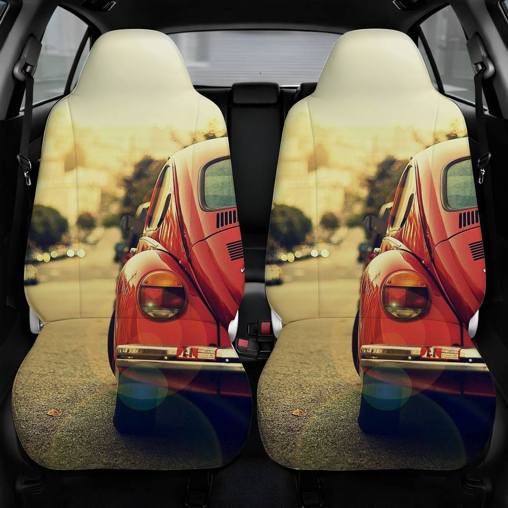 Vintage Vw Car Seat Cover Personalized Front Pair