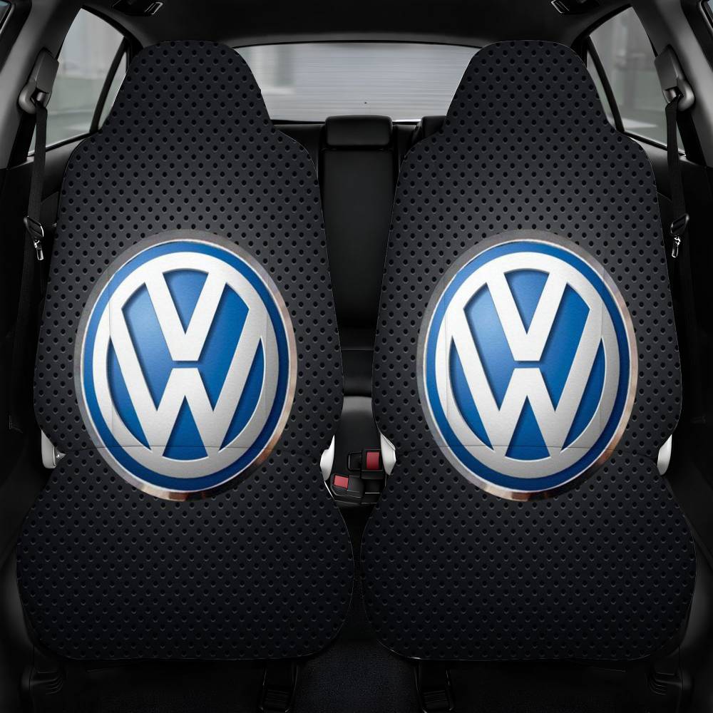 Vw Logo Black Carbon Car Seat Cover Personalized Front Pair