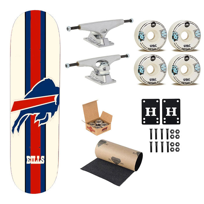 Buffalo Bills White Skateboard Complete Board 8.0" X 31.75"