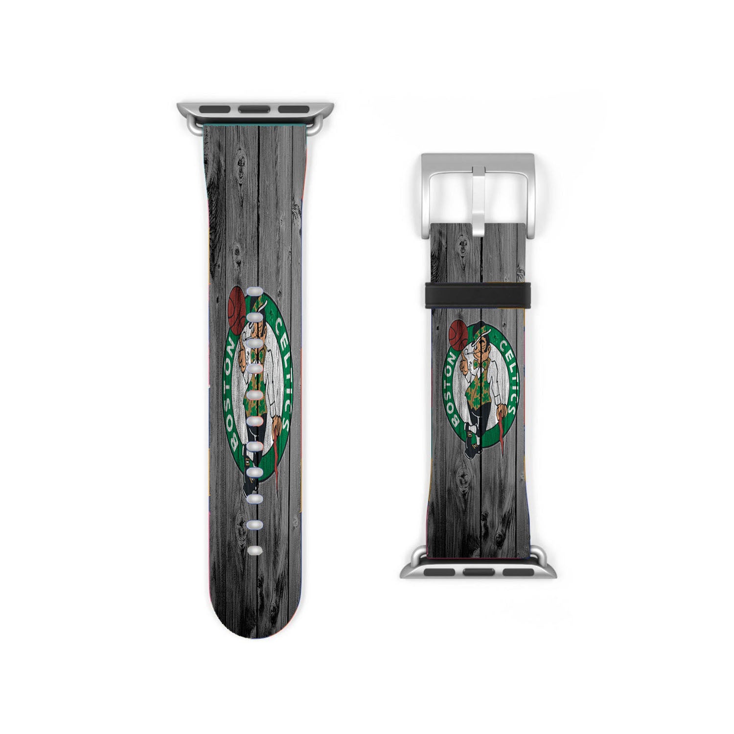 Boston Celtics Nba Logo Dark Wood Wallpaper Apple Watch Band 38Mm - 44Mm